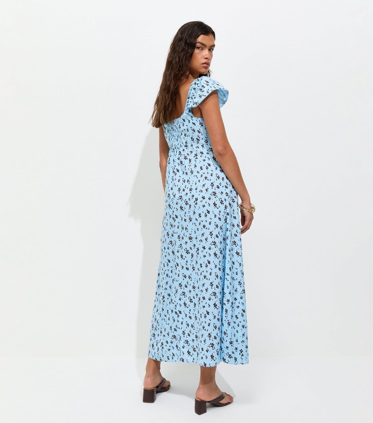 New Look Women's Blue Ditsy Print Lace Trim Square Neck Midi Dress New Look - 4