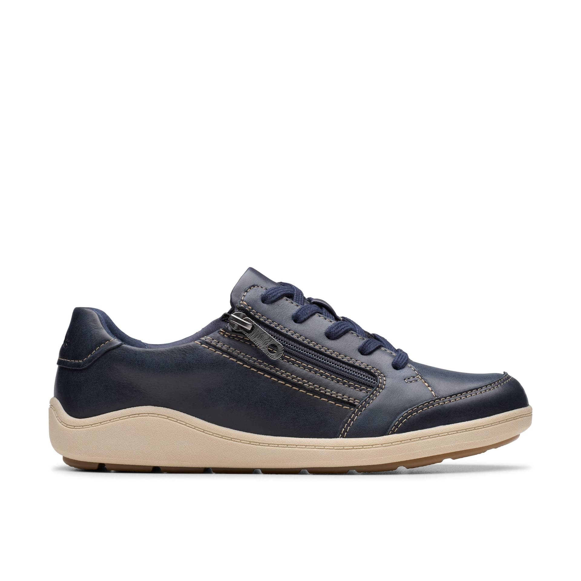 Clarks Clarks Women's Bryianne Bayla Navy Leather Trainers in Blue