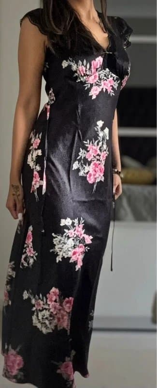 New Look Black Floral Silk Dress