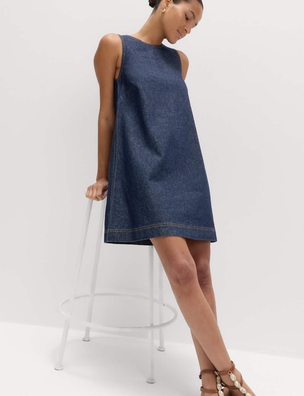 Marks & Spencer M&S Denim Mini Swing Dress Dark Indigo
