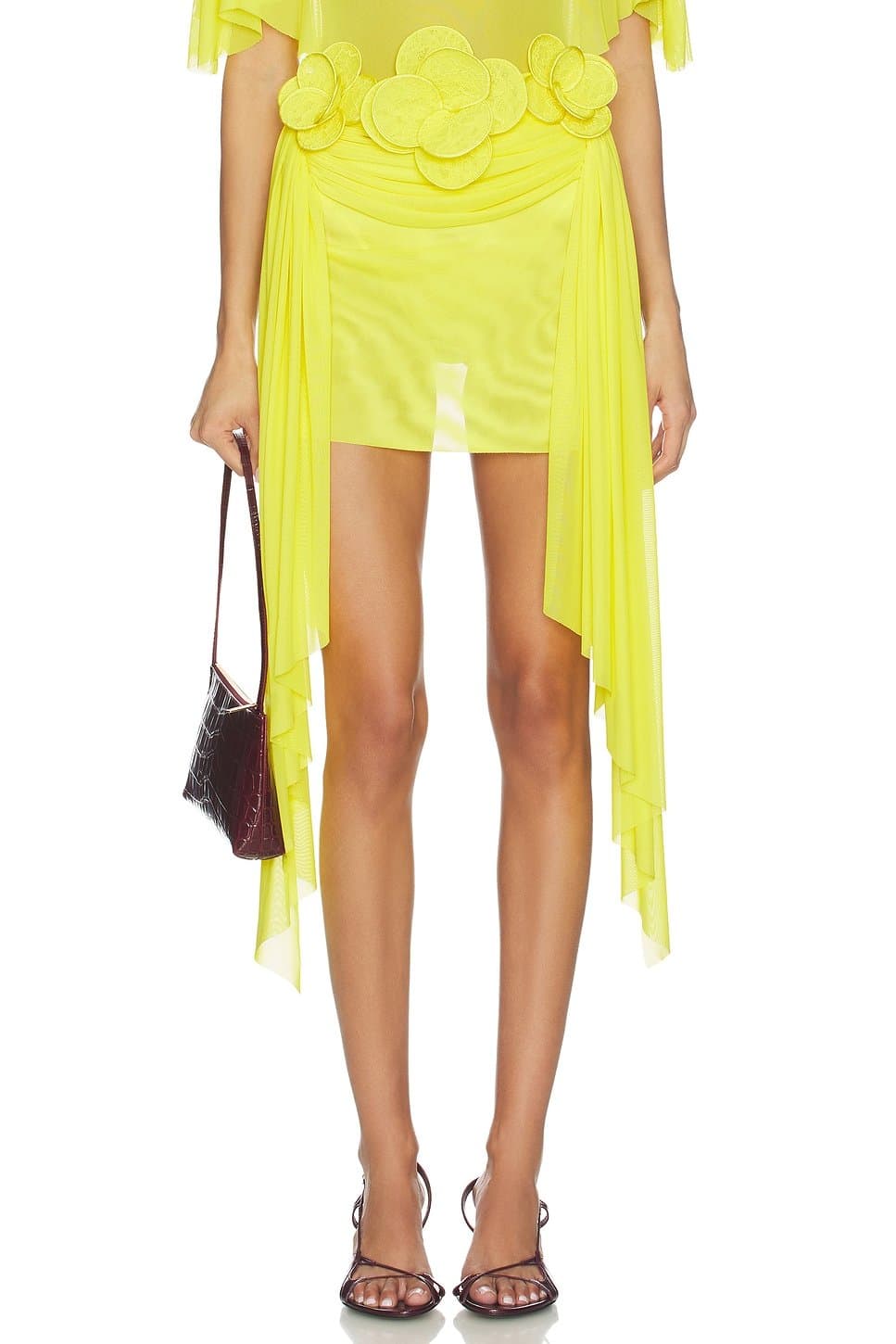 revolve 3D Lace Flower Embroidery Detail Ruched Mini Skirt