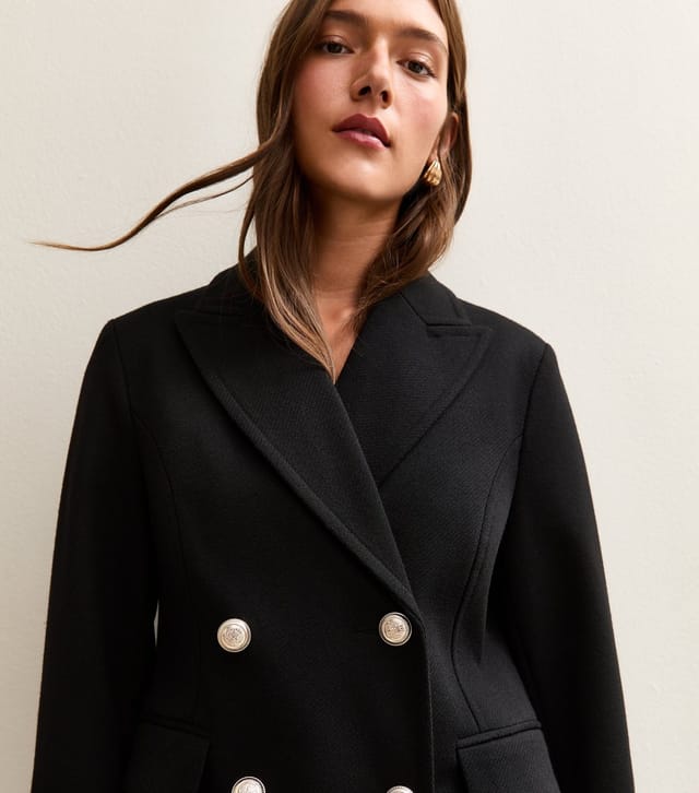 New Look Women's Black Double Breasted Coat New Look - 2