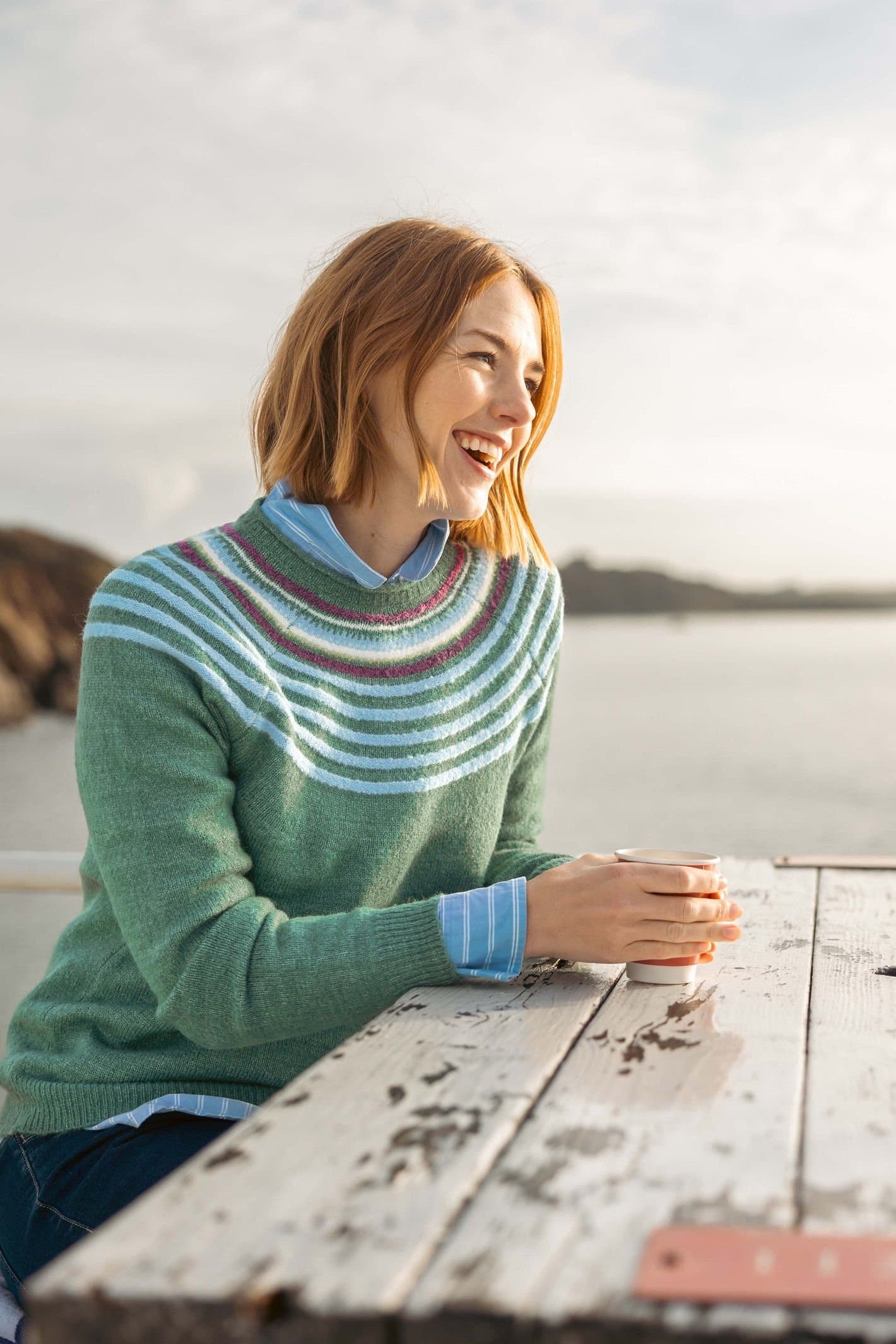 Weird Fish Weird Fish Women's Sinatra Patterned Knit Jumper in Dark Green