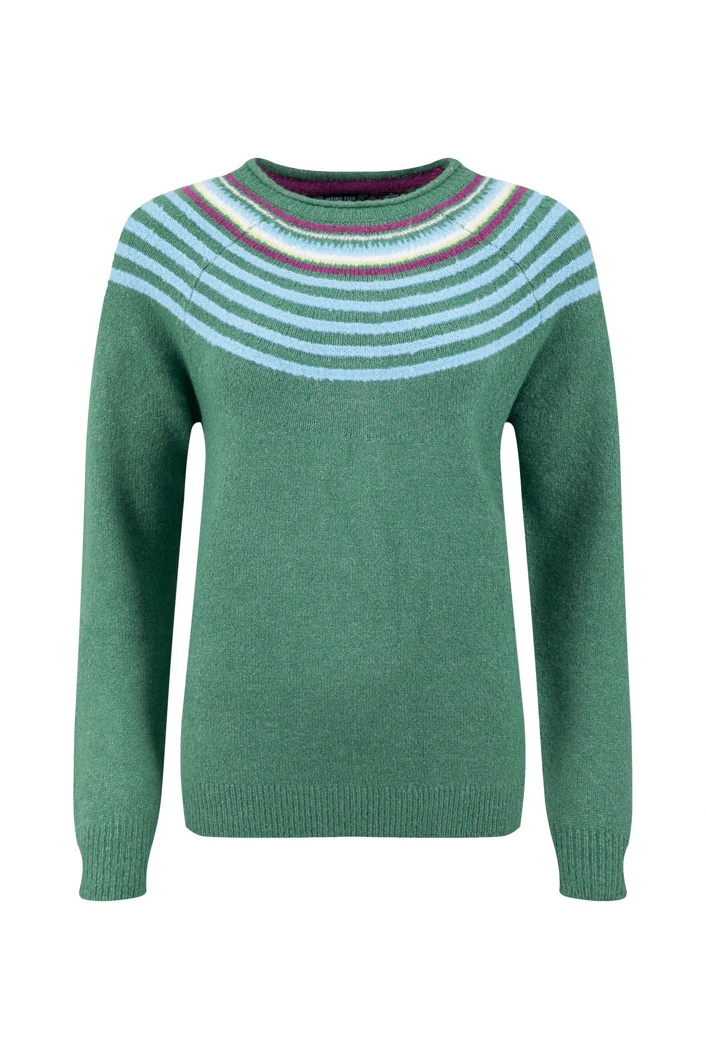 Weird Fish Weird Fish Women's Sinatra Patterned Knit Jumper in Dark Green - 2