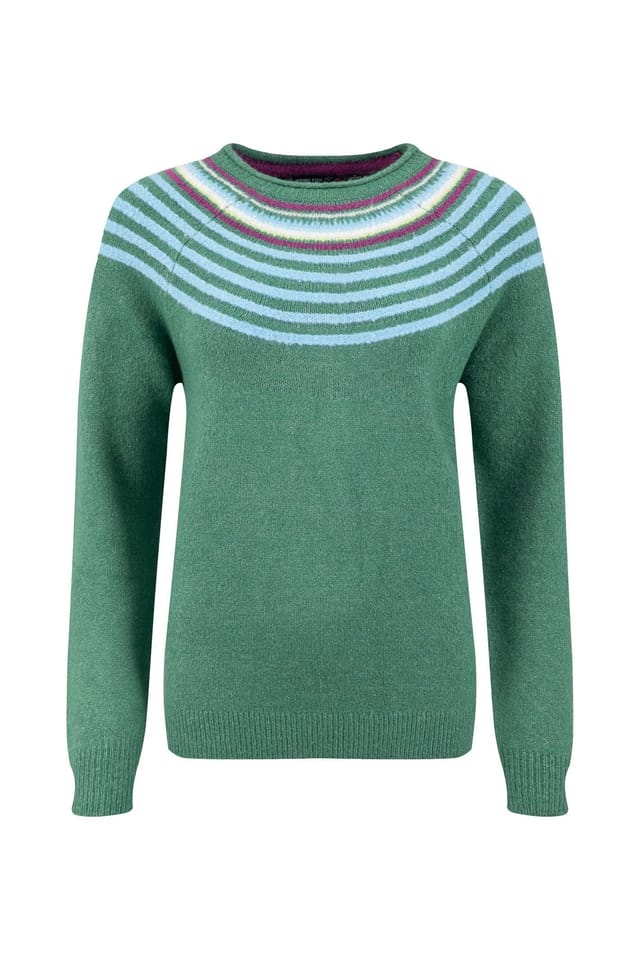 Weird Fish Weird Fish Women's Sinatra Patterned Knit Jumper in Dark Green - 2