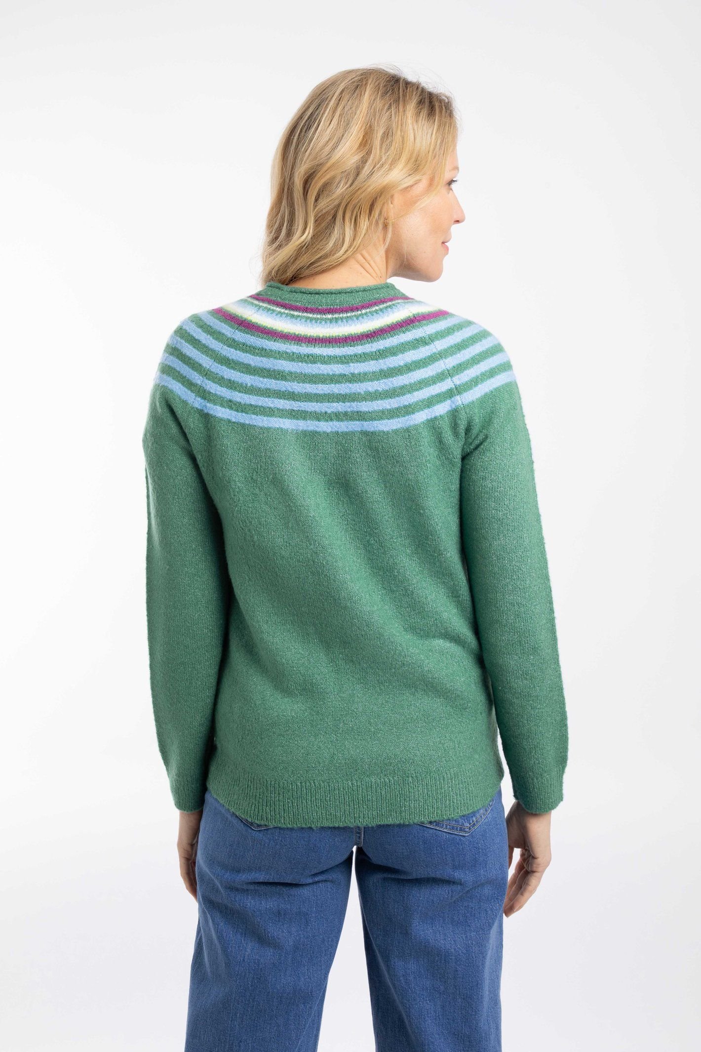 Weird Fish Weird Fish Women's Sinatra Patterned Knit Jumper in Dark Green - 4