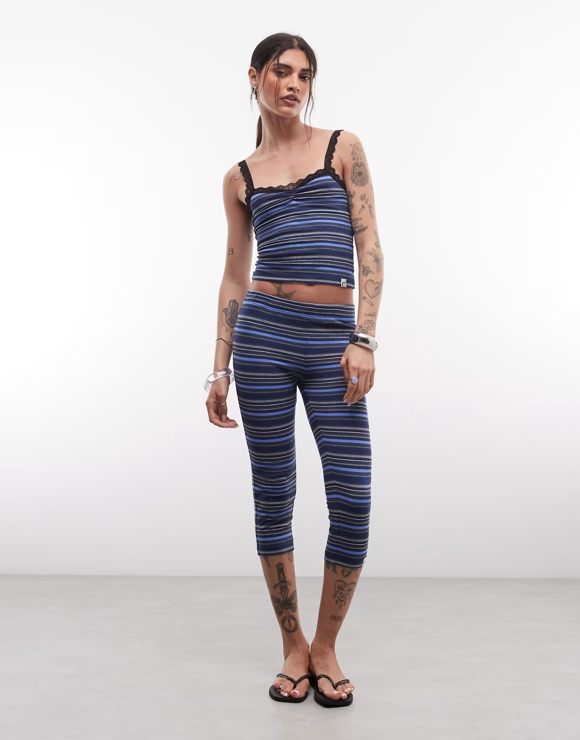 ASOS COLLUSION fitted capris in blue stripe co-ord