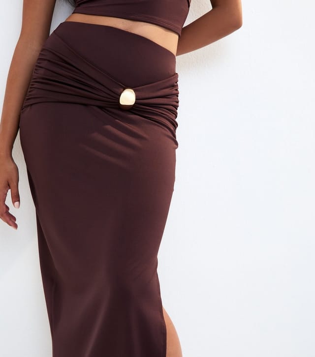 New Look Women's Brown Split Hem Midi Skirt New Look - 2