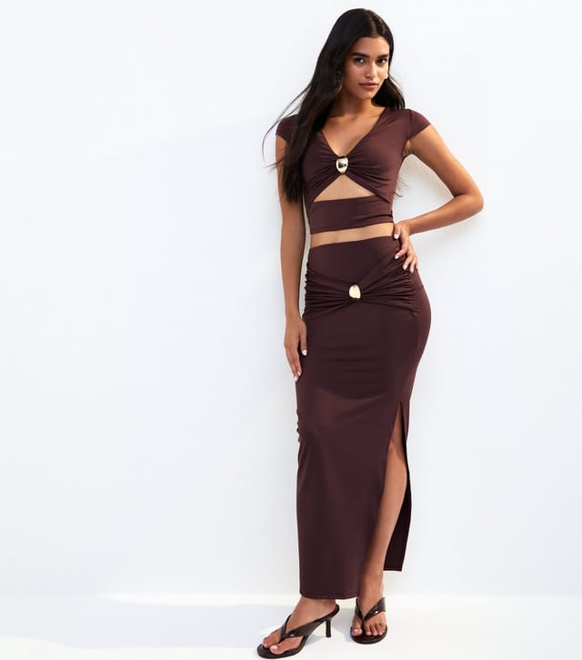 New Look Women's Brown Split Hem Midi Skirt New Look - 3