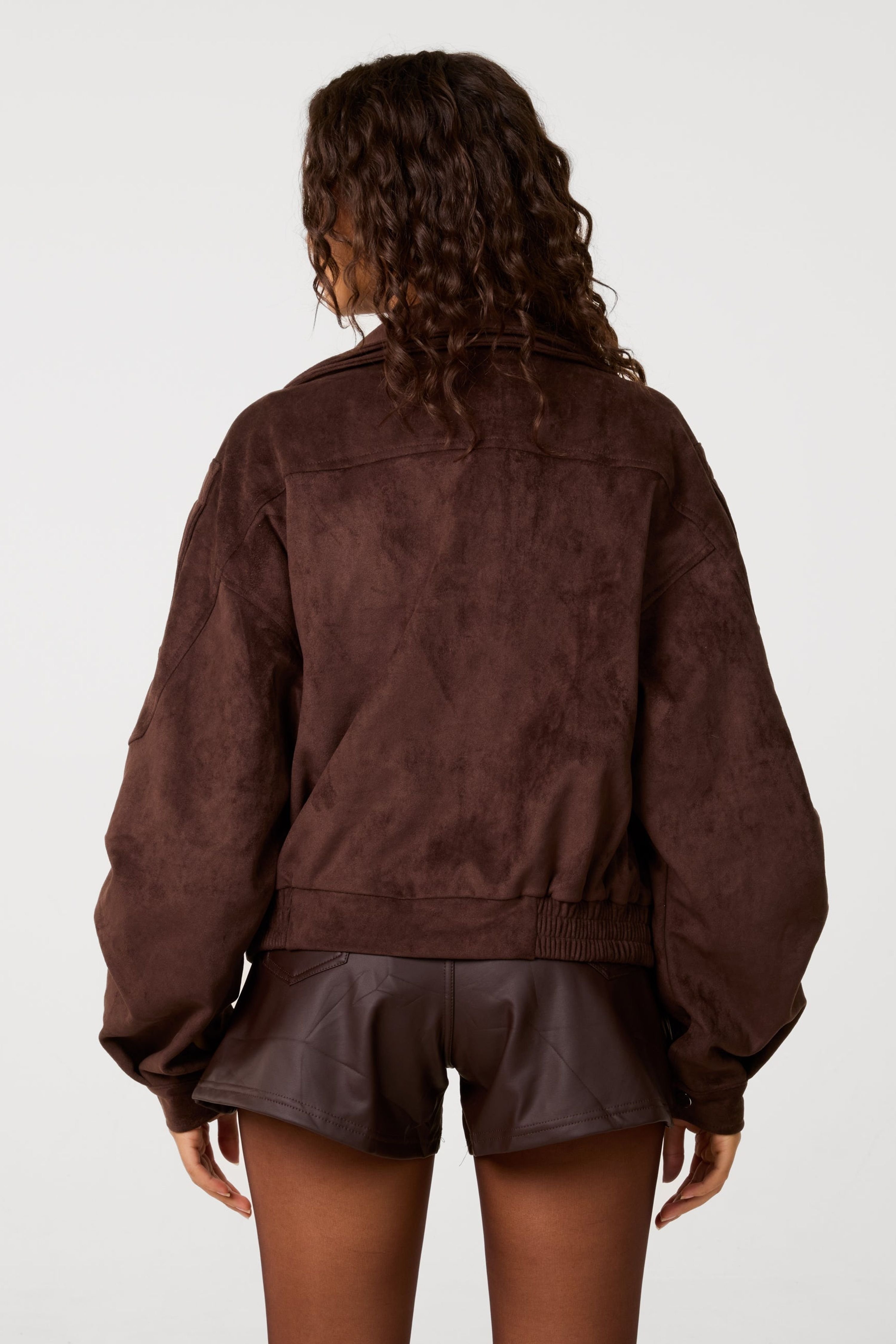 Pink Vanilla Pink Vanilla Women's Brown Faux Suede Oversized Jacket - 2