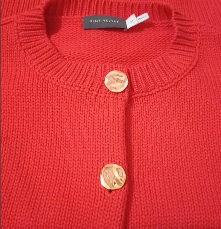 Mint Velvet Mint Velvet Red Button Knit Top RRP £89 - size XL/18