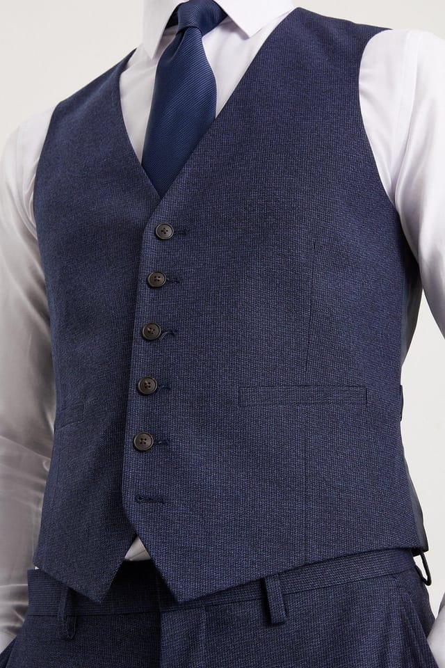 Burton Burton Men's Navy Marl Slim Fit Waistcoat - 2