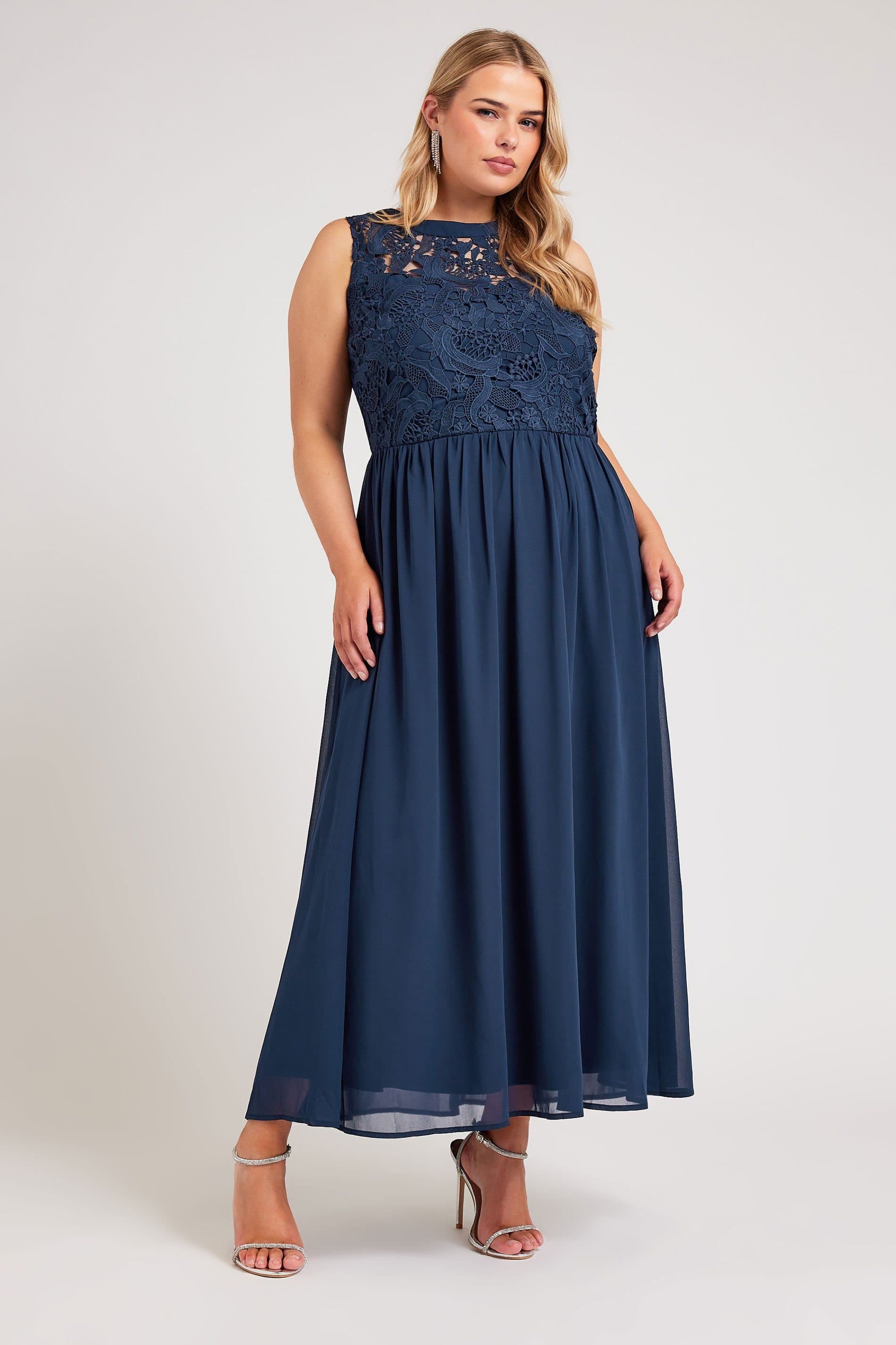 Yours Yours Women's Lace Bodice Maxi Dress in Blue