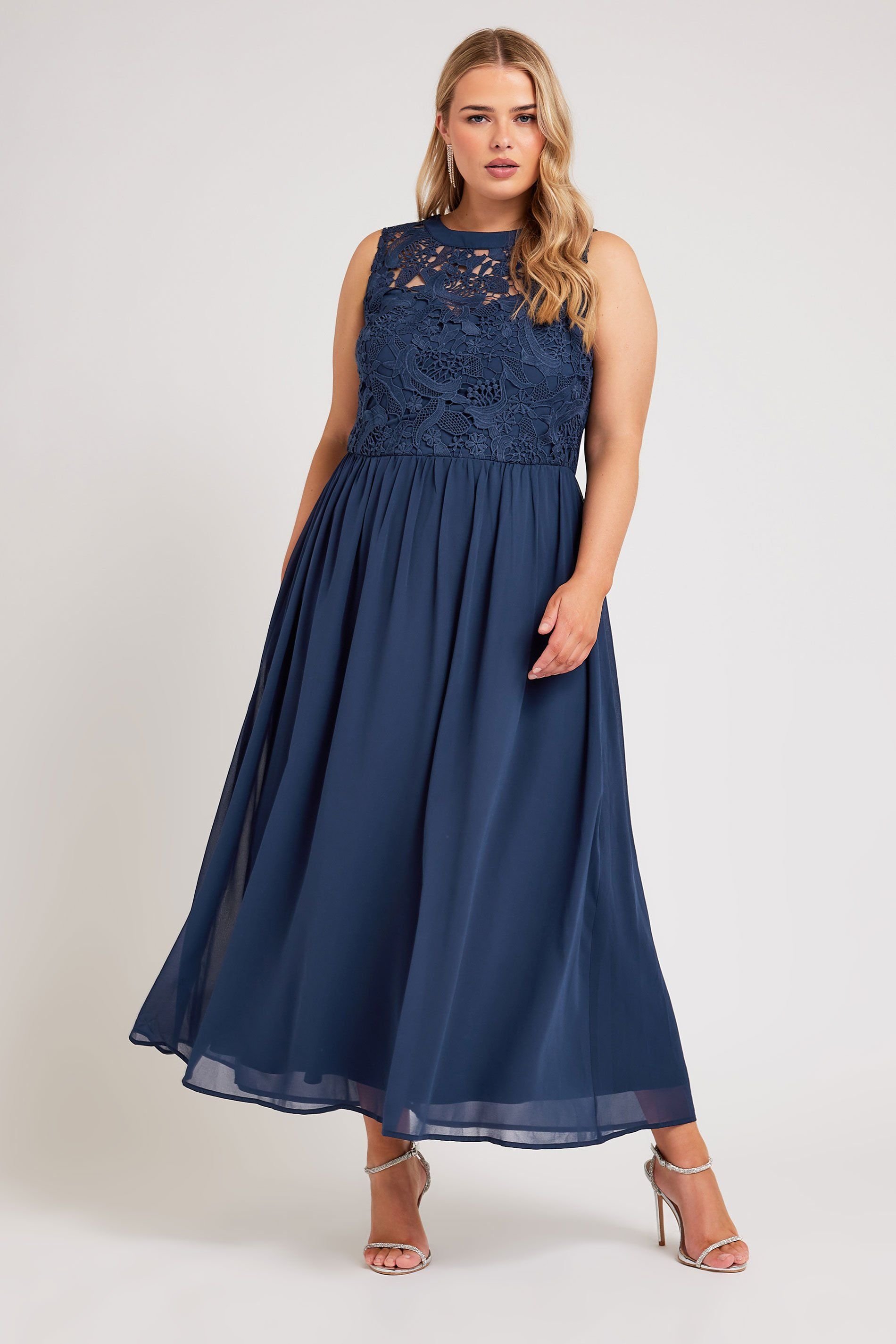 Yours Yours Women's Lace Bodice Maxi Dress in Blue - 3
