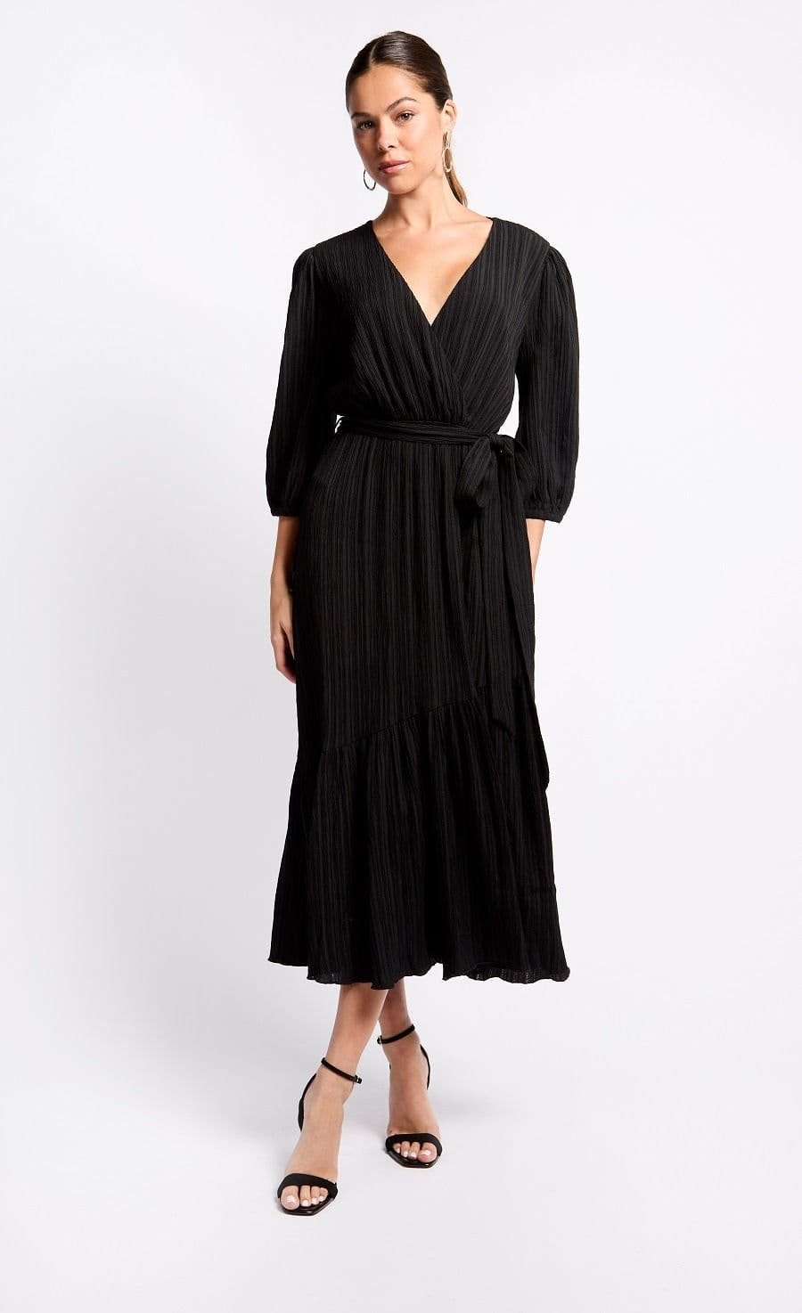Little Mistress Little Mistress Women's Black Mock Wrap Midaxi Dress - 4
