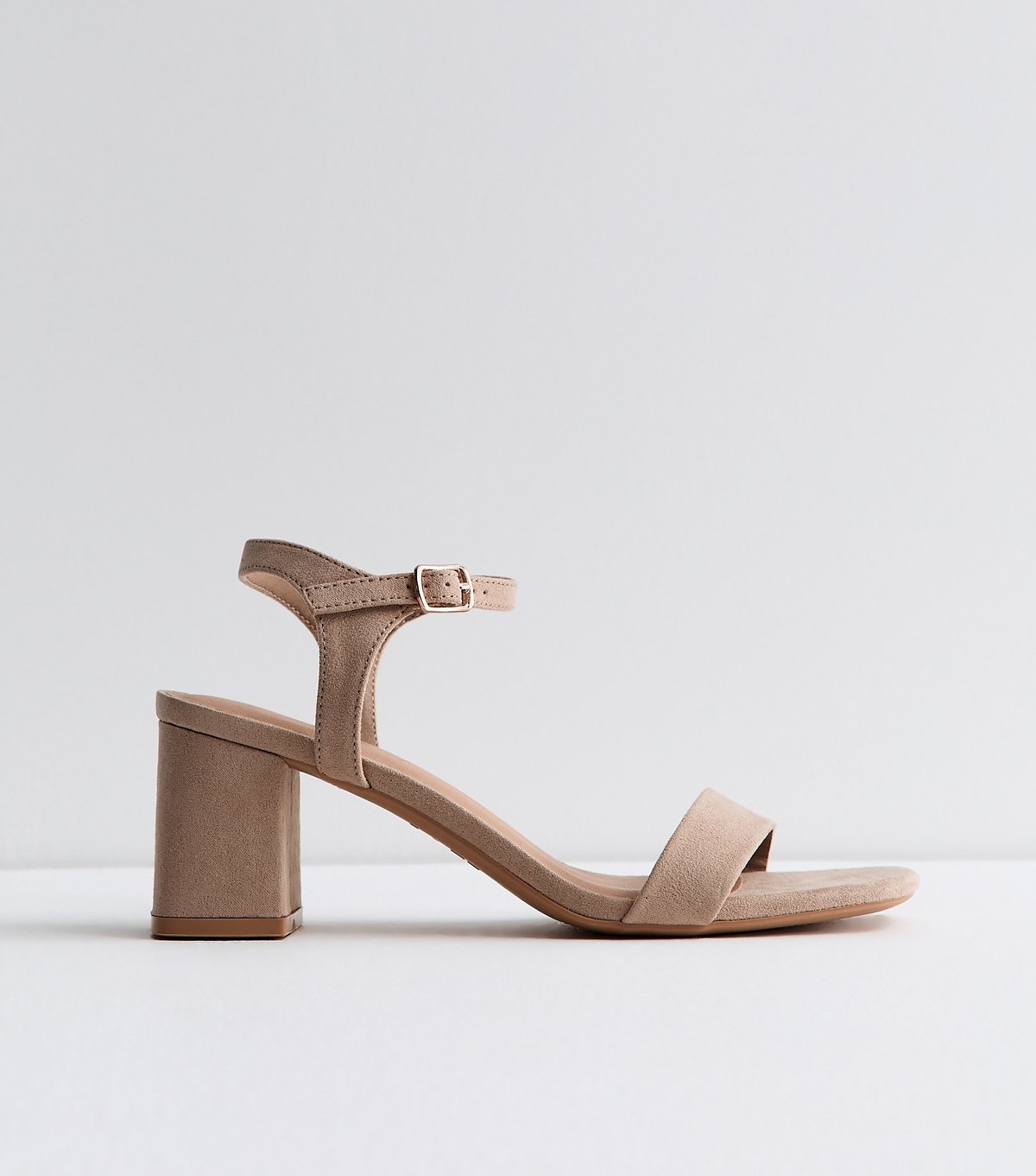 New Look Women's Light Brown Faux Suede Square Toe Block Heel Sandals Vegan New Look - 2