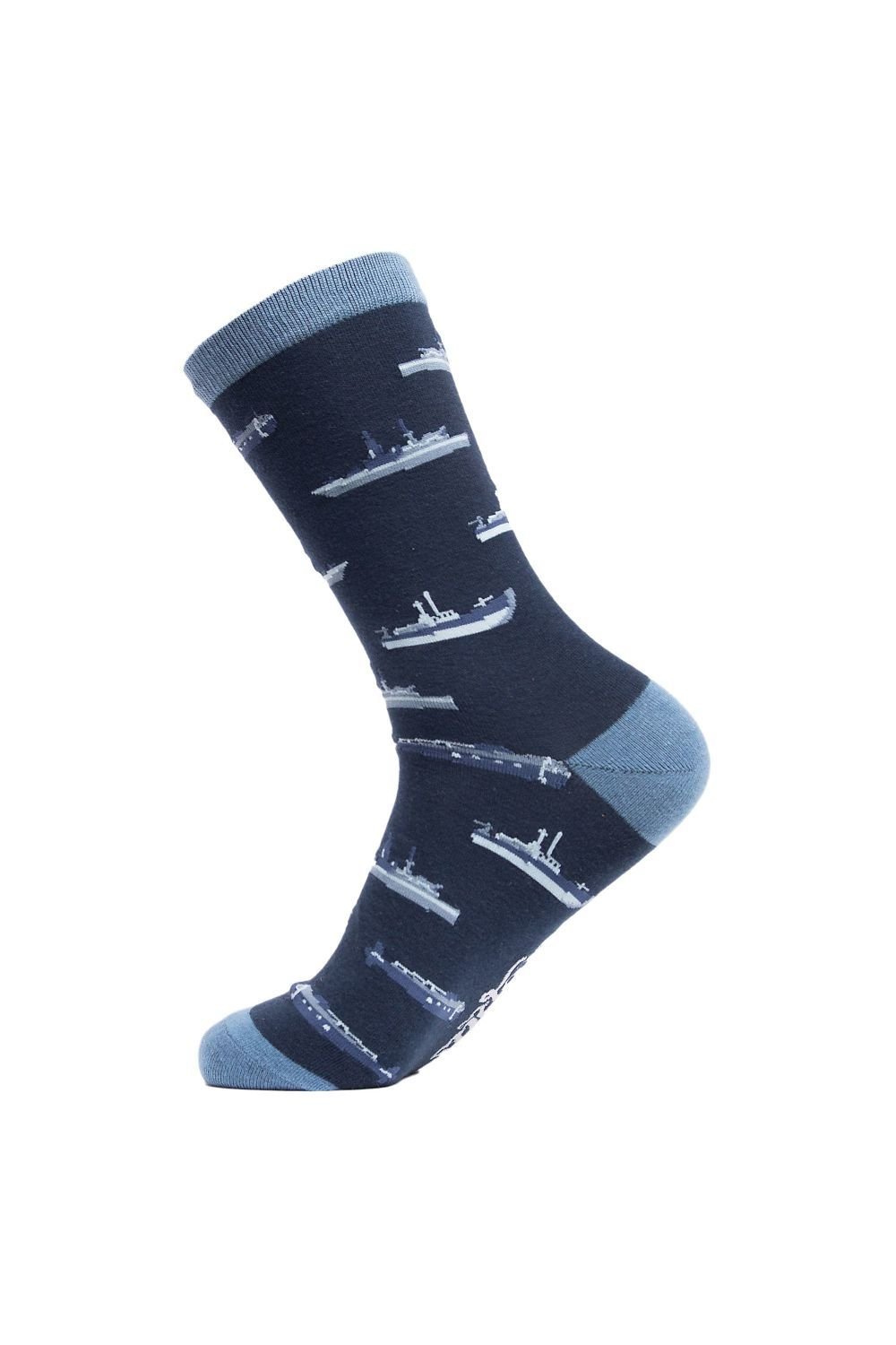 Soctopus Soctopus Men's Car Pattern Novelty Cotton Socks in Navy - 2