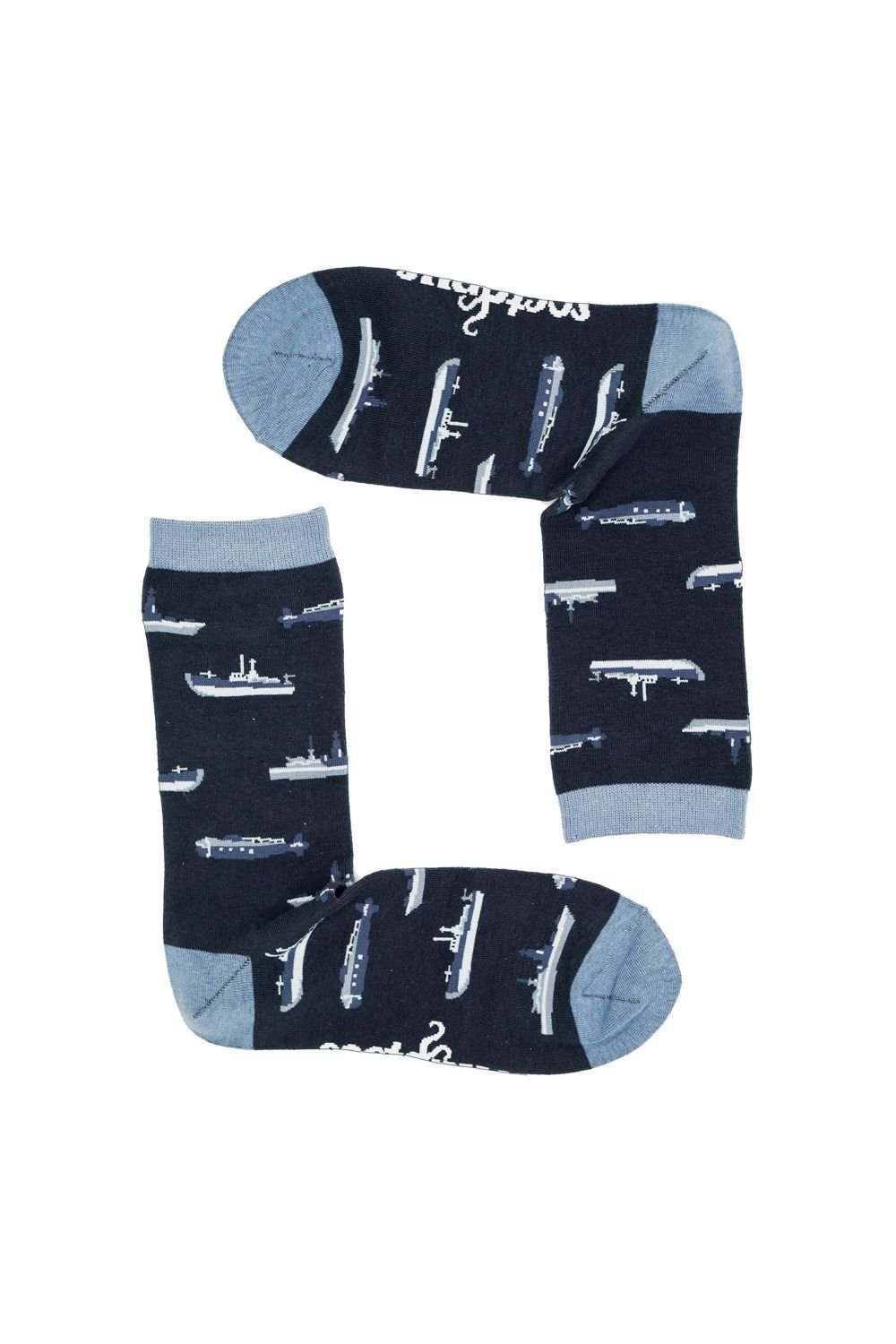 Soctopus Soctopus Men's Car Pattern Novelty Cotton Socks in Navy - 3