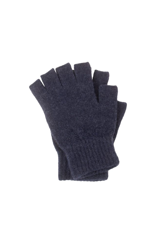 WoolOvers WoolOvers Men's Mens Essential Lambswool Fingerless Gloves in Navy - 2