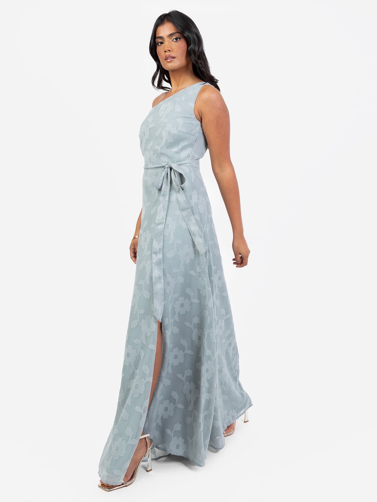 Anaya with Love Anaya with Love Women's Floral Burnout One Shoulder Maxi Dress in Blue - 2