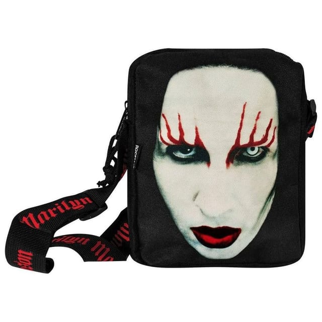 Marilyn Manson Marilyn Manson Men's Red Lips Crossbody Bag in Black - 2