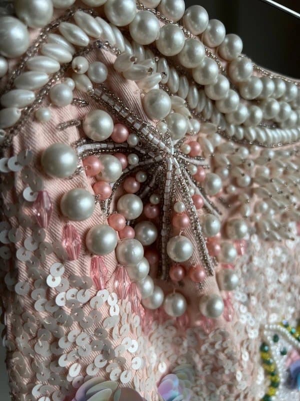 Asos luxe Mermaid Sequin Pearl Mini Dress, Embellished Seashell Beaded | Euro Summer Holiday | UK 10/12