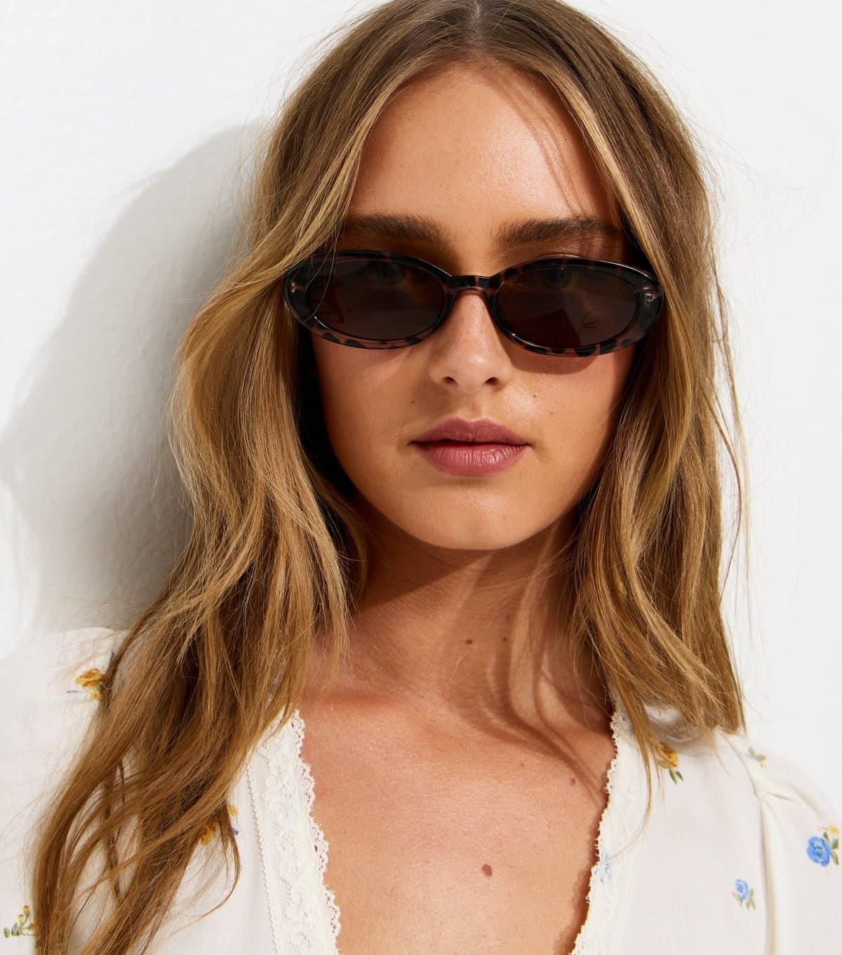 New Look Brown Cow Print Oval Sunglasses New Look