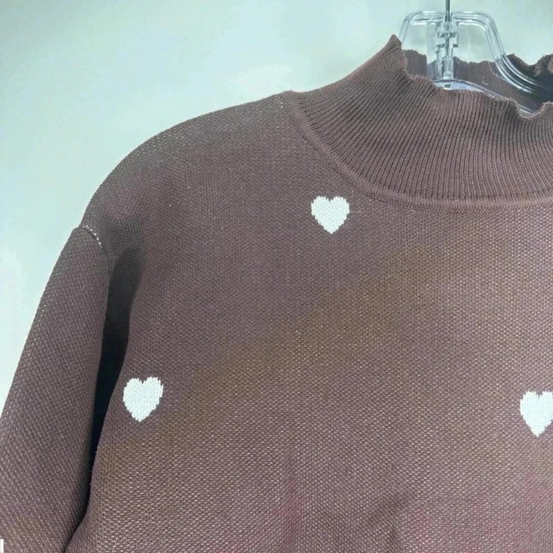 ASOS Brown Hearts High Neck Jumper Size 6