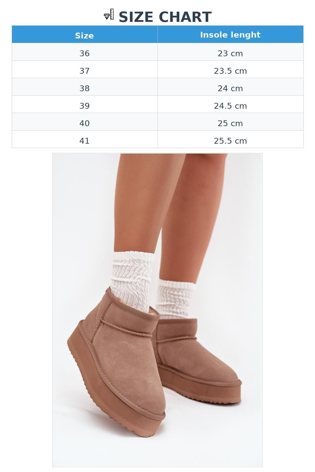 Love Lace Love Lace Women's Natural Suede Insulated Snow Boots Thick Fur Platform Slip On in Beige - 4