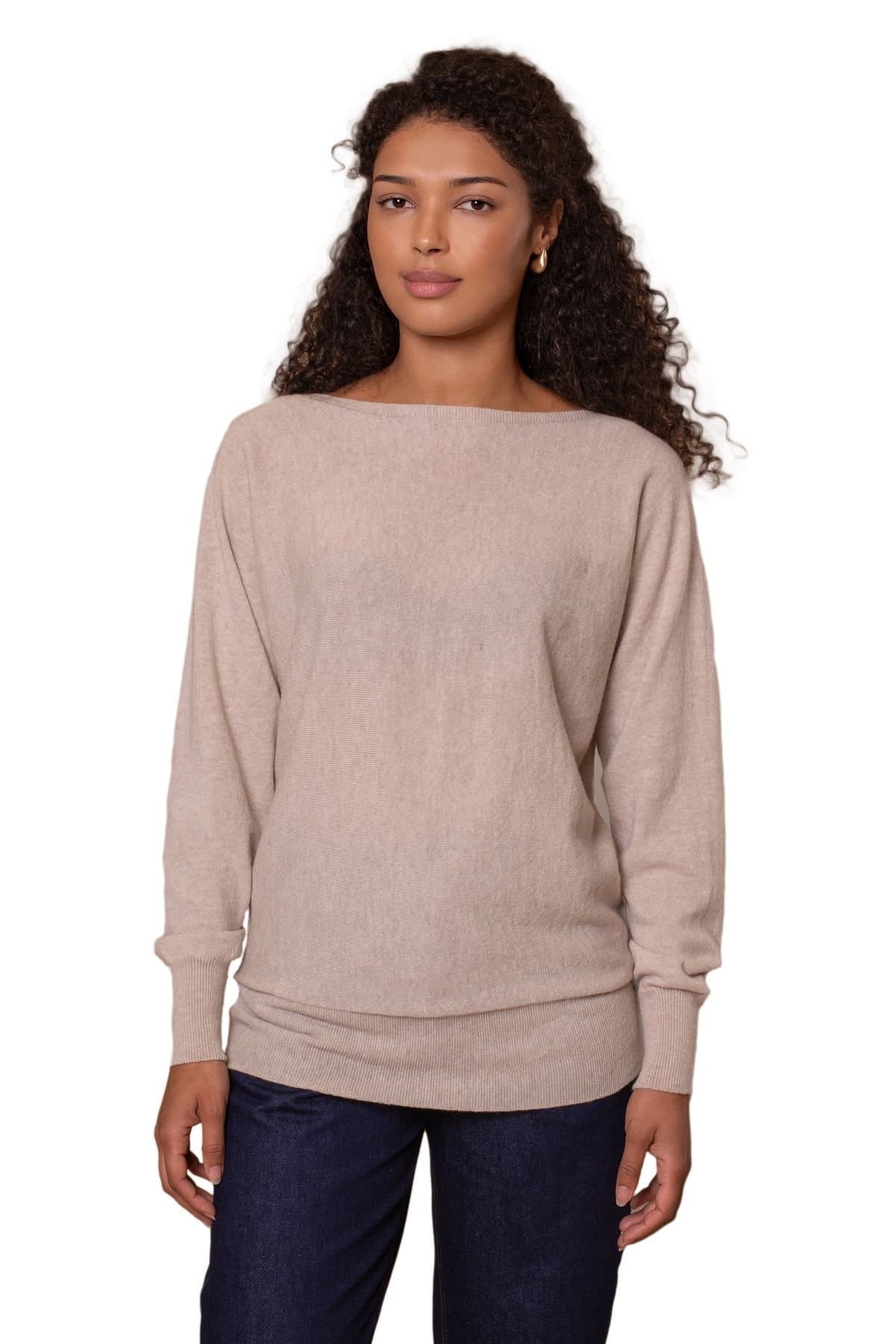 Celtic & Co Celtic & Co Women's British Geelong Slash Neck Sweater in Light Beige