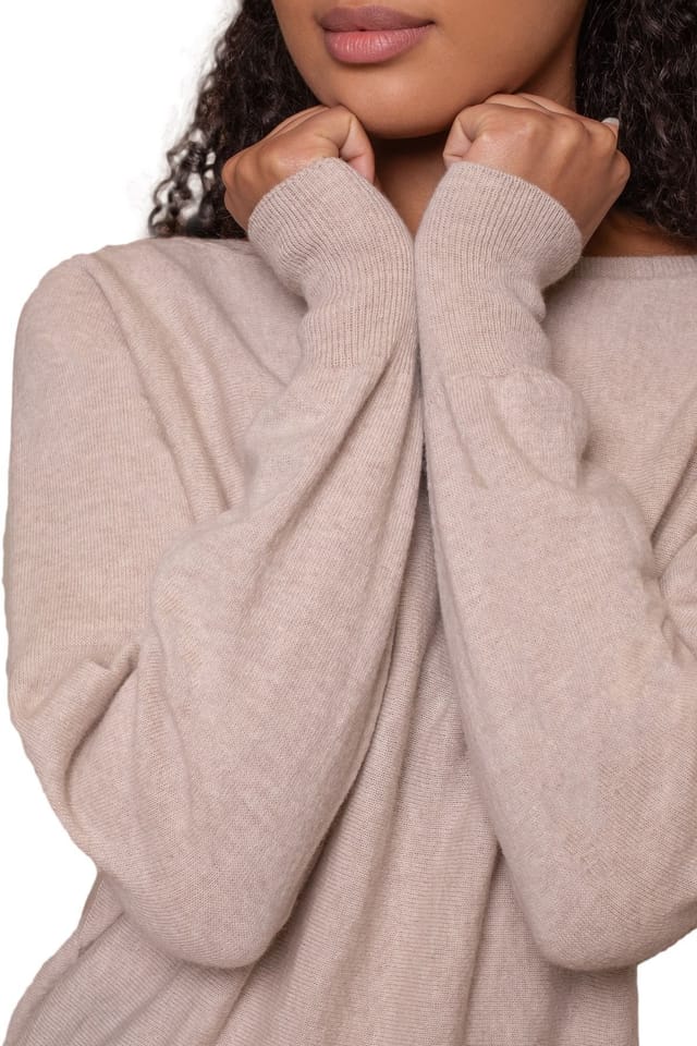 Celtic & Co Celtic & Co Women's British Geelong Slash Neck Sweater in Light Beige - 3
