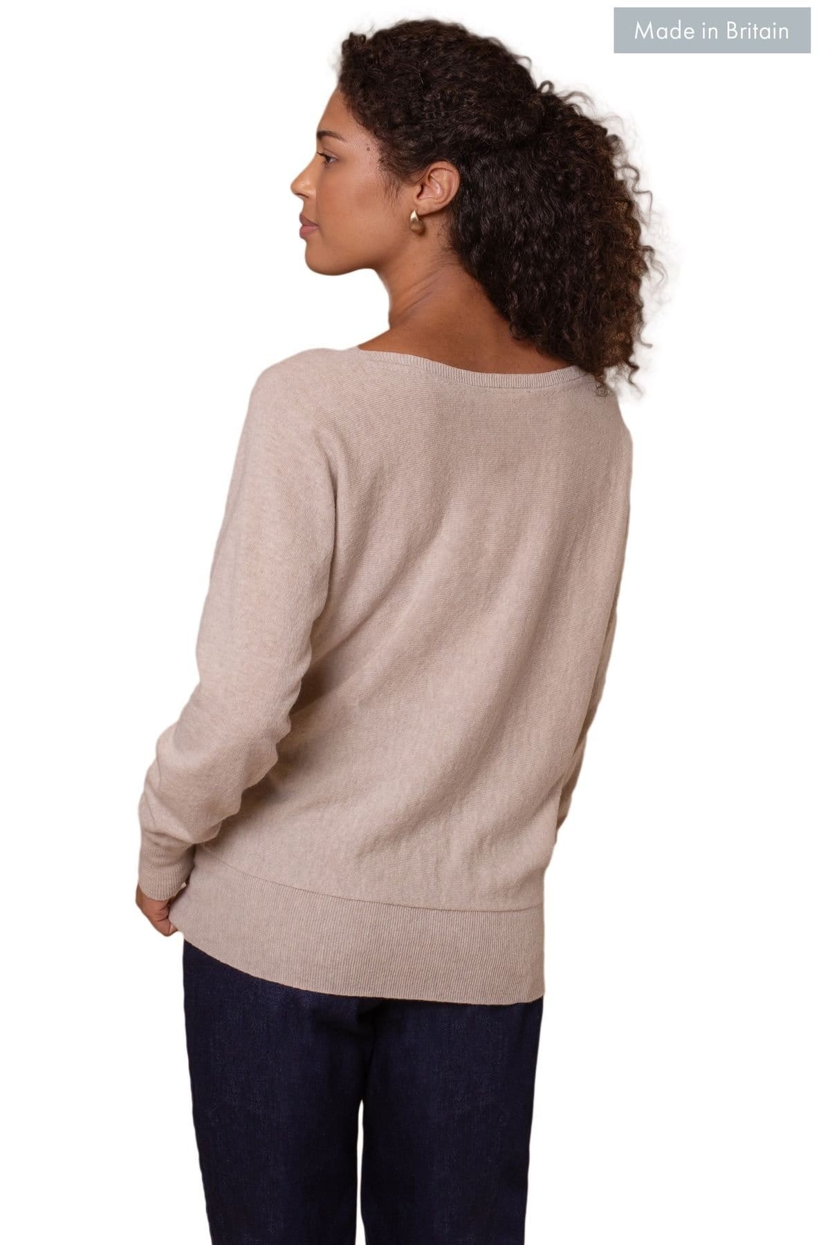 Celtic & Co Celtic & Co Women's British Geelong Slash Neck Sweater in Light Beige - 4