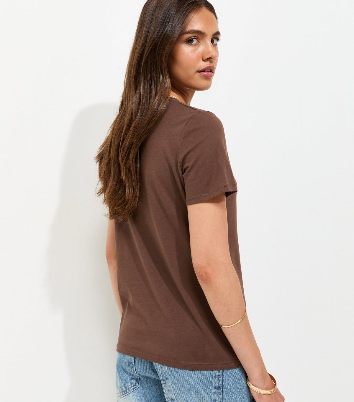 New Look Women's Dark Brown Cotton Foil Heart Relaxed T-Shirt New Look - 4
