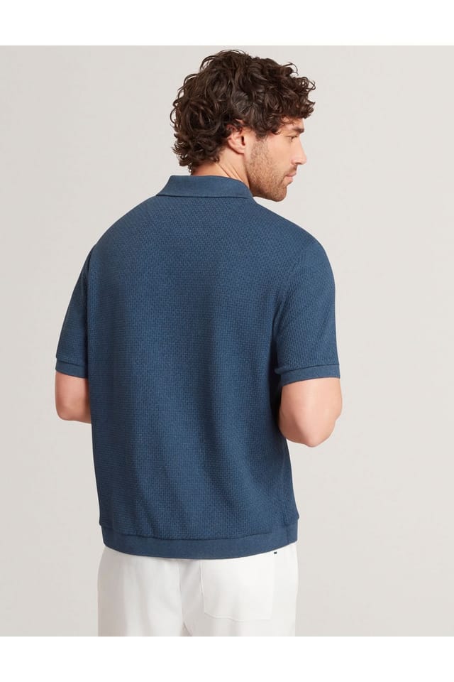 Ted Baker Ted Baker Men's CONNYRSS Regular Button Through Polo Mid-Navy in Navy - 3