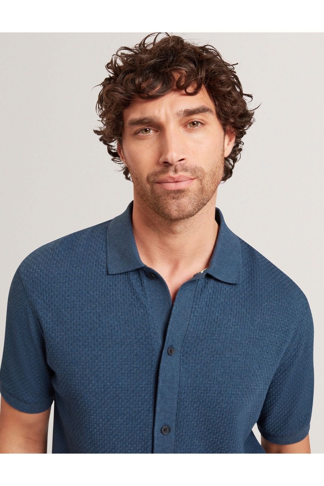 Ted Baker Ted Baker Men's CONNYRSS Regular Button Through Polo Mid-Navy in Navy - 4