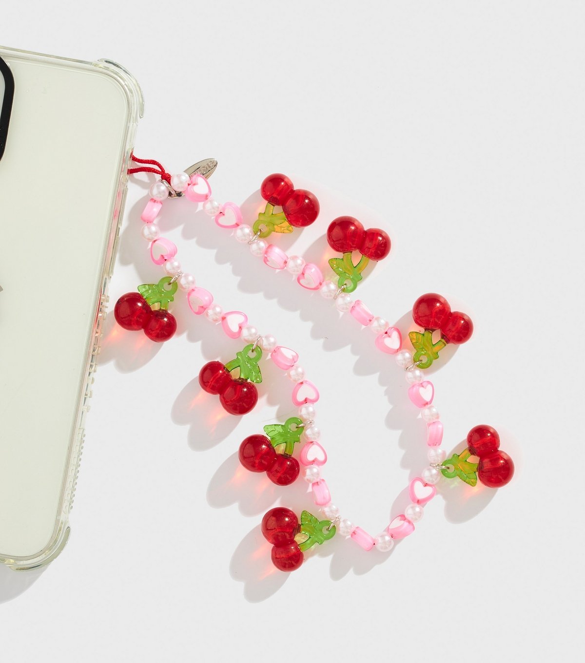 Skinnydip Pink Cherry Beaded Phone Strap Skinnydip New Look - 2