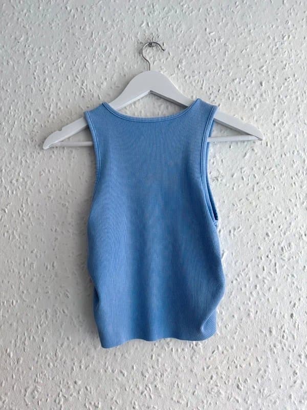 Aerie Women's Aerie Ruched Side Light Blue Tank - Size M