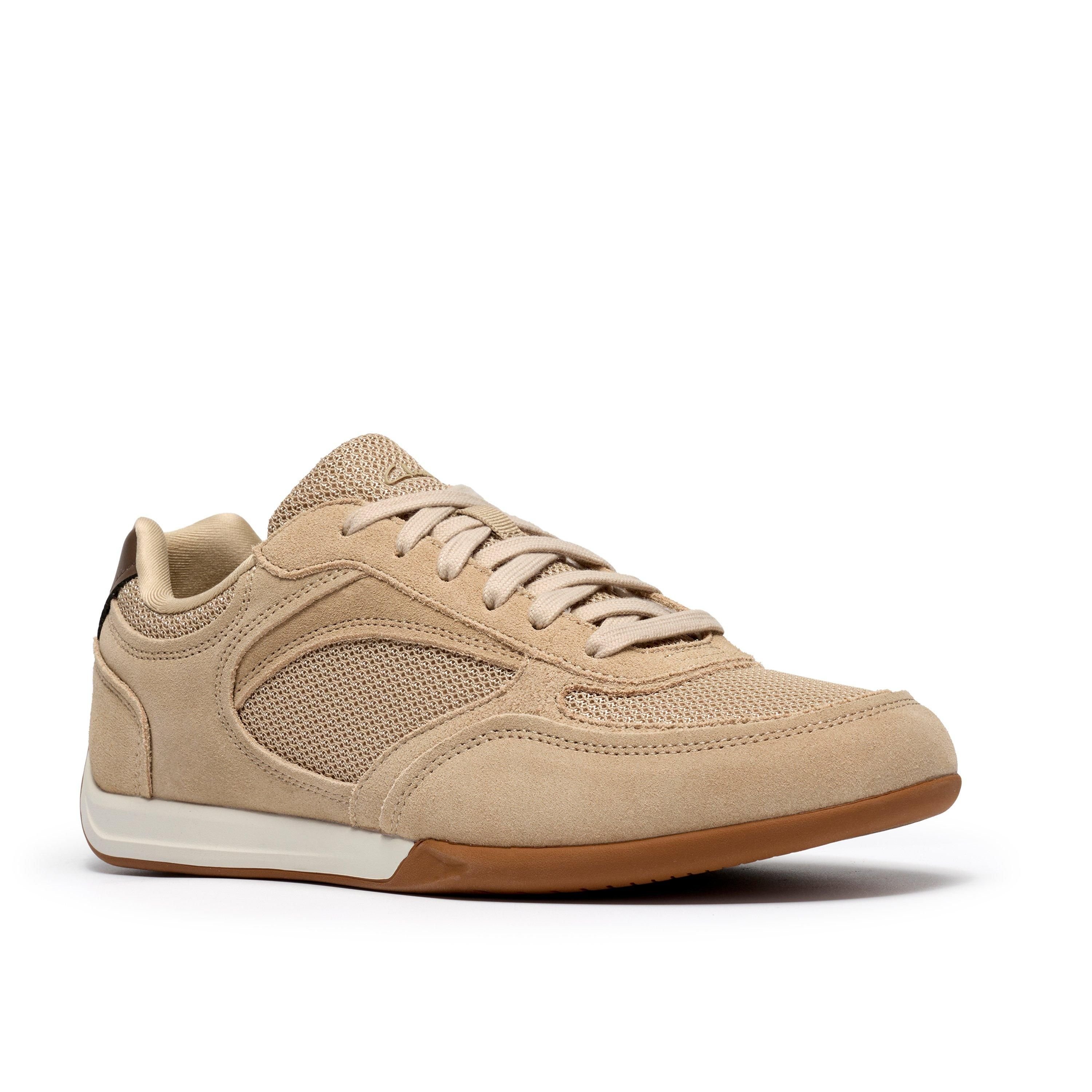 Clarks Clarks Men's Upton Lace Dark Sand Suede Trainers, Lace Up in Beige - 4