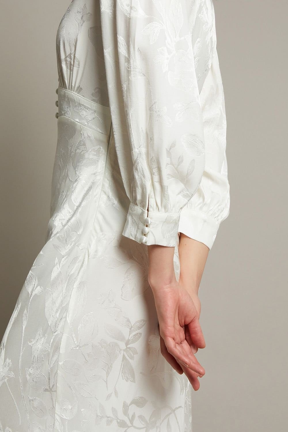 Monsoon Monsoon Women's Grace Long Sleeve Satin Shirt Wedding Dress Ivory - 4
