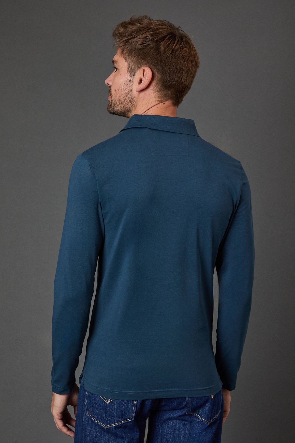 Guess Guess Men's Oliver Long Sleeve Polo Dark Heather in Dark Grey - 3