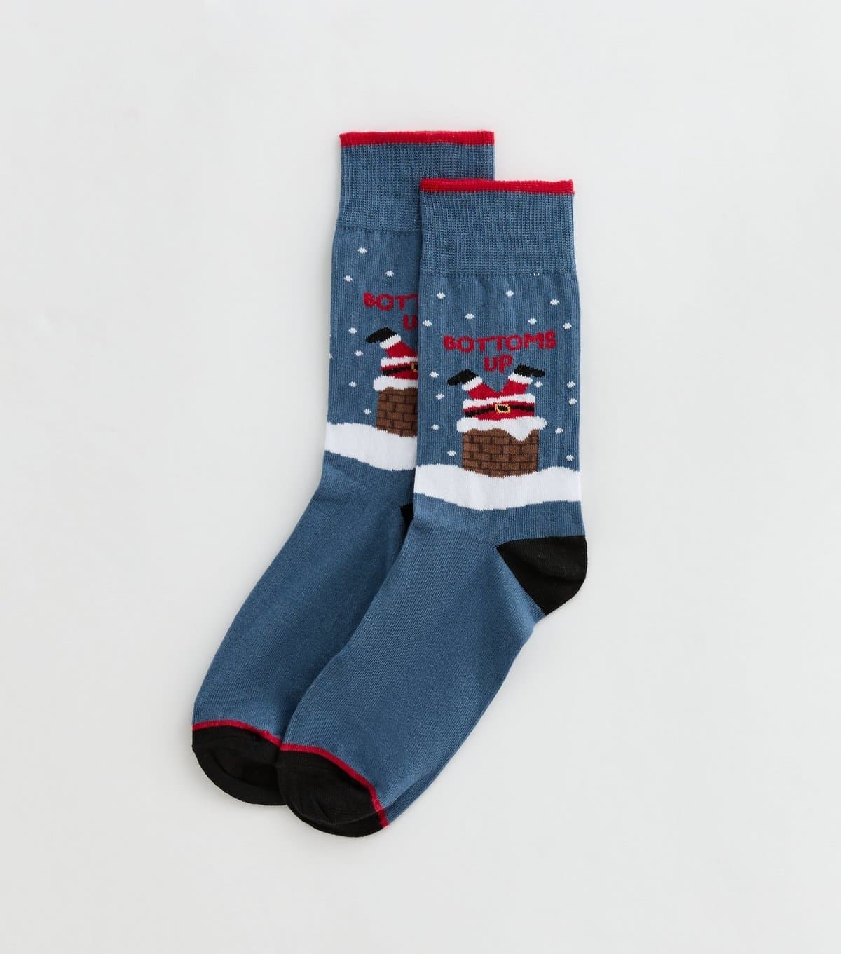 New Look Men's Mens Blue Father Christmas Bottoms Up Ankle Socks New Look