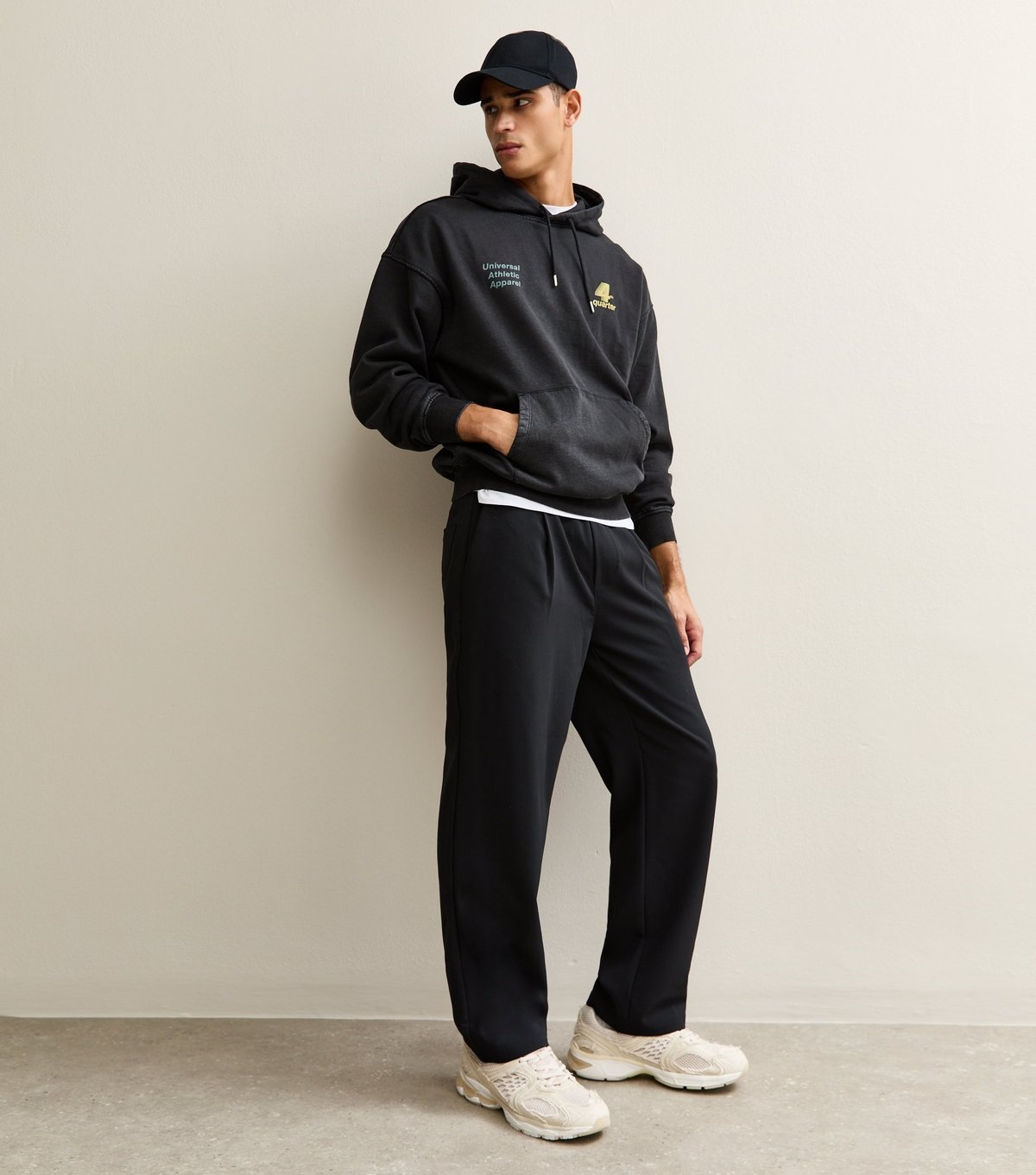 Only and Sons Men's Black Relaxed Athletic Logo Hoodie Only and Sons New Look - 3