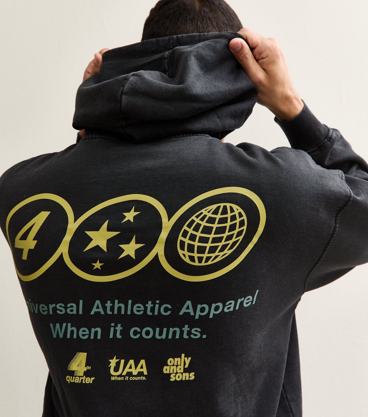 Only and Sons Men's Black Relaxed Athletic Logo Hoodie Only and Sons New Look - 4