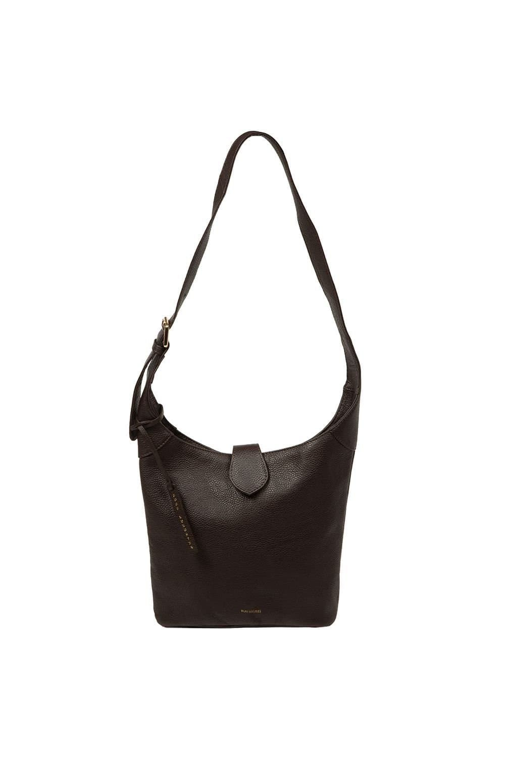 Pure Luxuries London Pure Luxuries London Women's 'Aria' Leather Shoulder Bag in Dark Brown