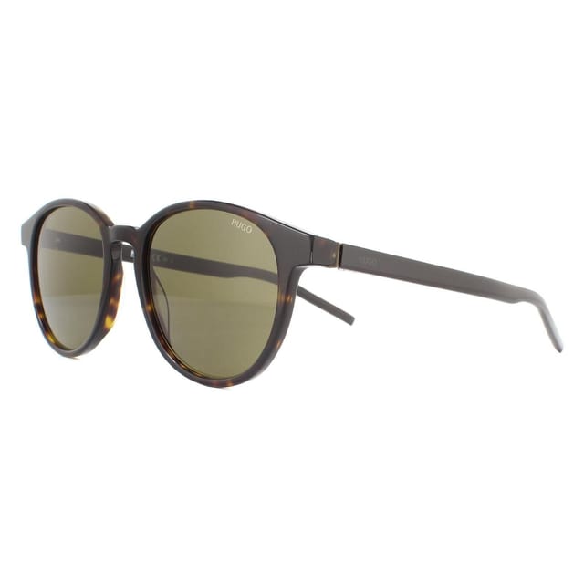 HUGO HUGO Men's Round Havana Green Sunglasses in Brown - 2