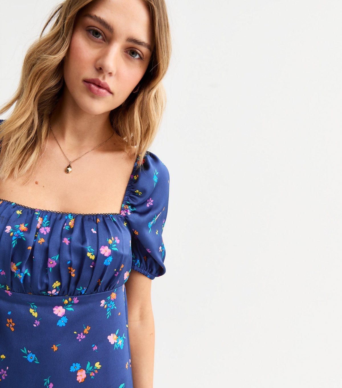 New Look Women's Navy Floral Print Satin Midi Dress New Look - 2