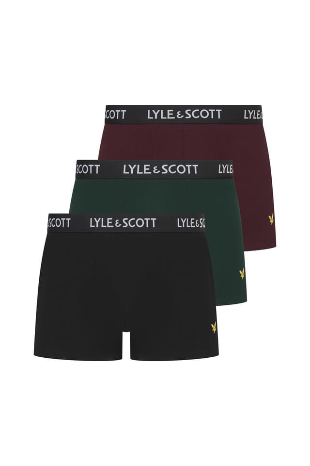 Lyle & Scott Lyle & Scott Men's Willoughby 3 Pack Underwear Wine Tasting - Black - Pine Grove - 2