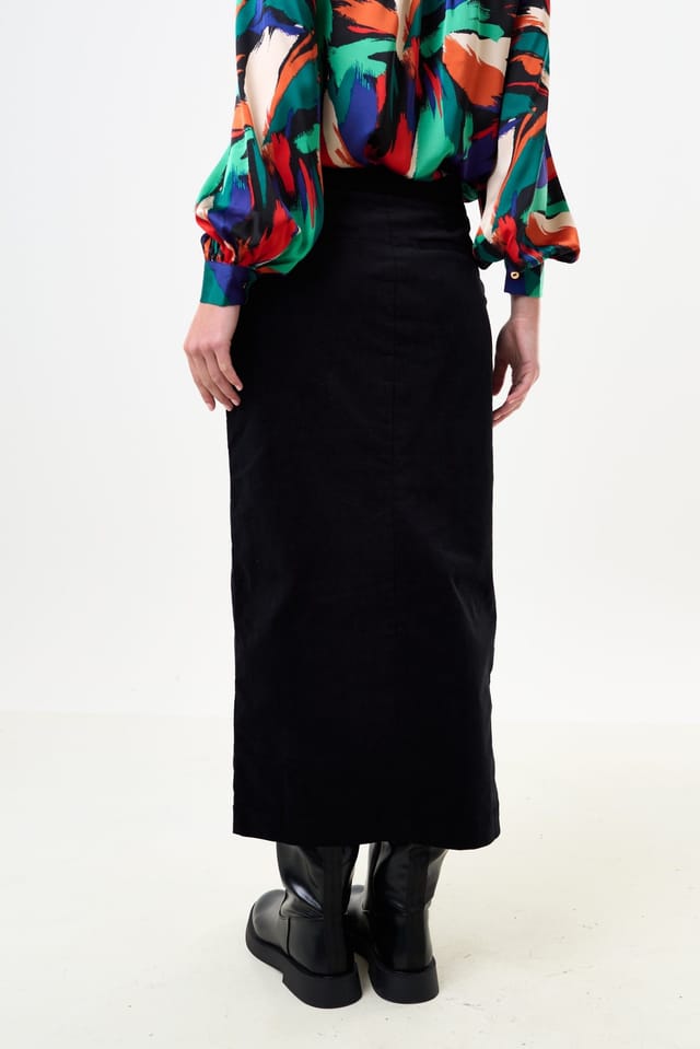 Louche Louche Women's Balthazar Babycord Midi Pencil Skirt - Black - 2