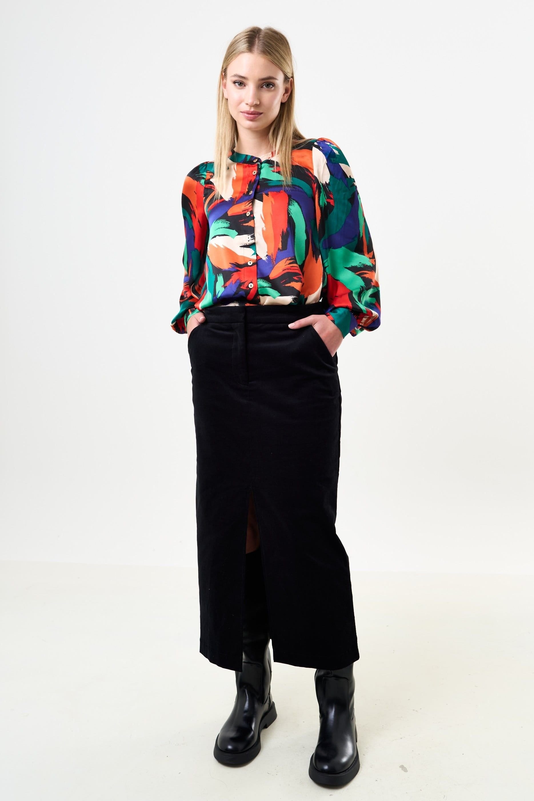 Louche Louche Women's Balthazar Babycord Midi Pencil Skirt - Black - 4