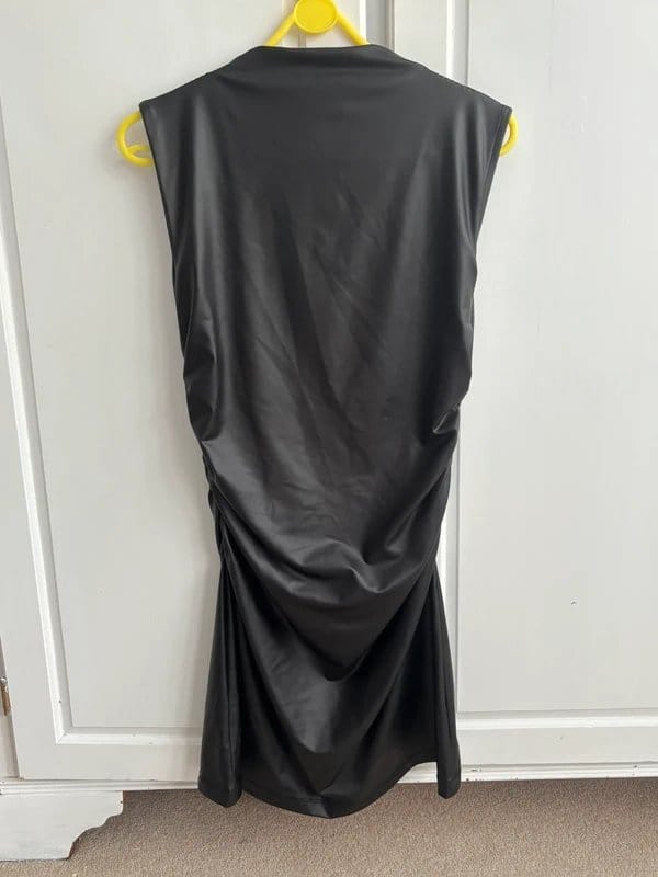 ASOS Design Black Leather-Look Ruched Mini Dress